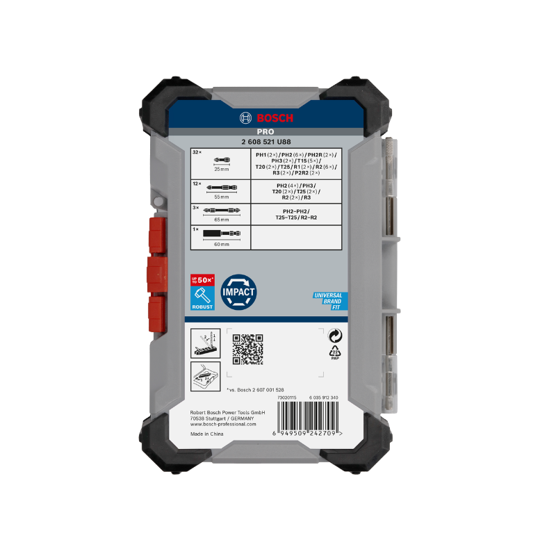 2608521U88 BOSCH Set de 48 biti si accesorii pentru insurubare PRO Impact hex. 1/4"