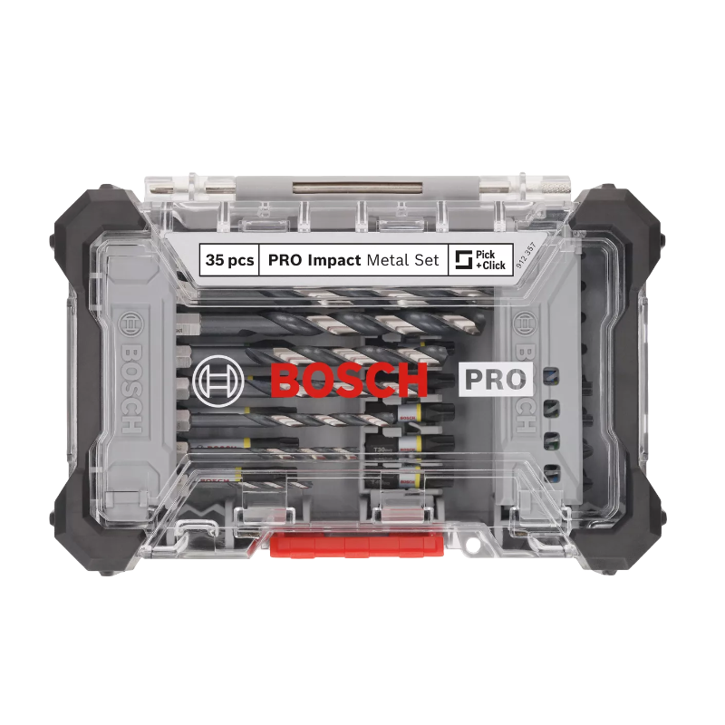 2608521U80 BOSCH Set mixt de 35 de accesorii pentru insurubare si gaurire in metal PRO Impact, prindere hexagon 1/4"