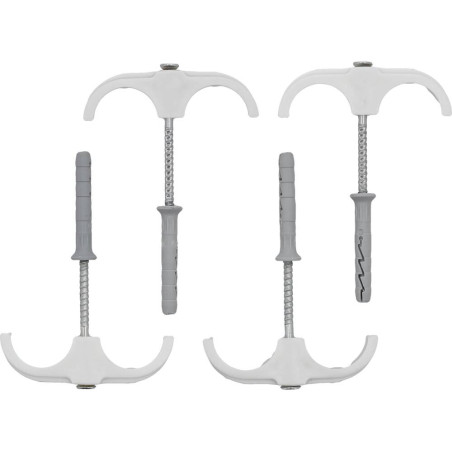 VOREL Set 4 carlige dublecu dibluri tevi PVC, PE,PE-X,PP,PB,15-28mm