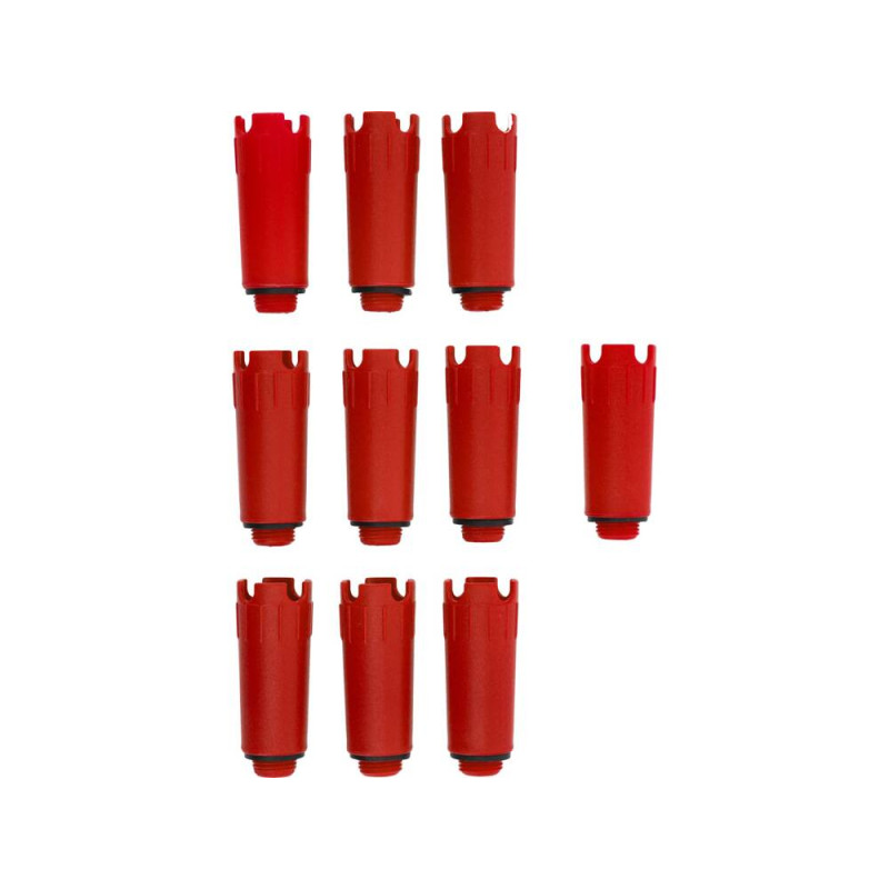 YATO Set 10 dopuri de proba cu garnitura, diametru filet 1/2", rosu