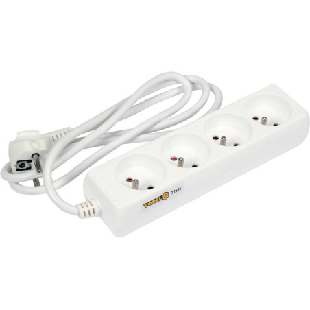 VOREL Prelungitor cu impamantare, 4 prize, 1.5 m, alb