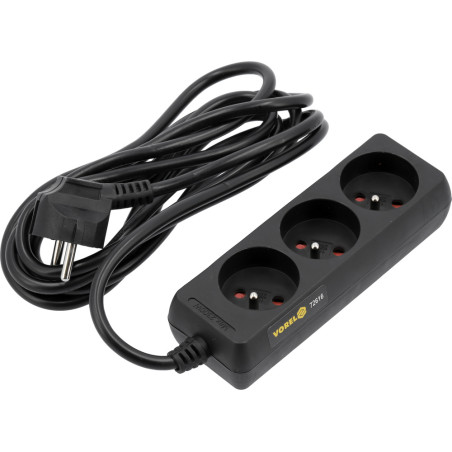 VOREL Prelungitor cu impamantare, 3 prize, 5 m, negru