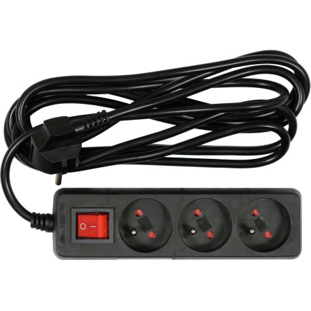 VOREL Prelungitor cu impamantare si prelungitor , 3 prize, 3 m, negru