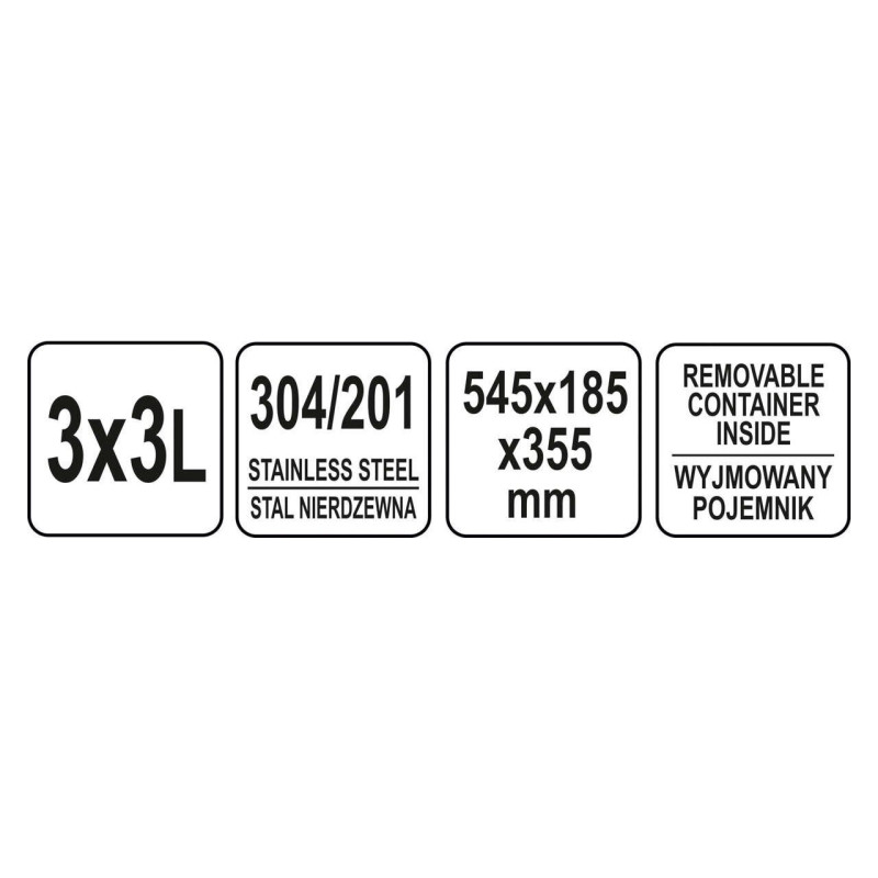 YATO GASTRO Dispenser triplu cu dozator pentru sosuri, capacitate 3 x 3 l