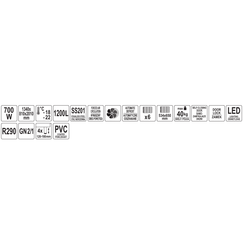 YATO GASTRO Dulap frigorific, 1200 l, 1340x810x2010 mm