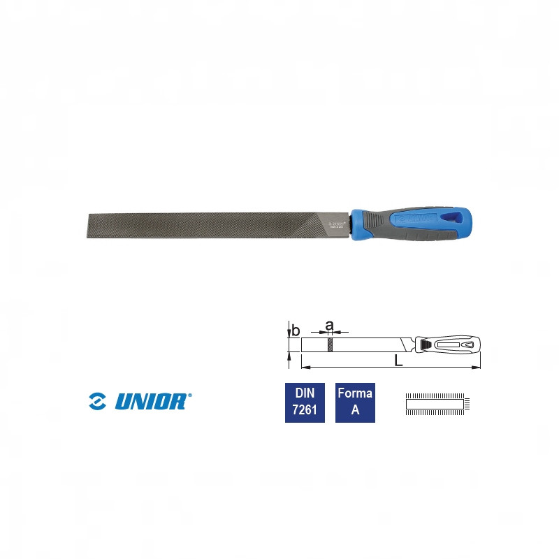 UNIOR Pila dreptunghiulara cu maner, semifina, 325x200 mm