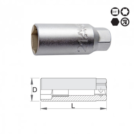 UNIOR Cheie de bujii cu patrat de 3/8", 21 mm