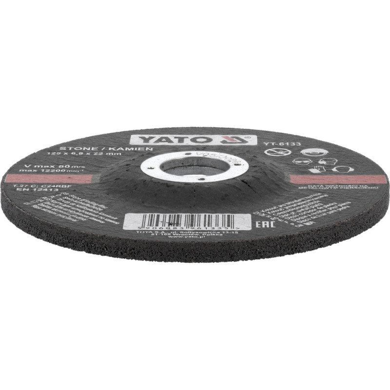 YATO Disc pentru slefuit piatra, 125x6.8x22 mm