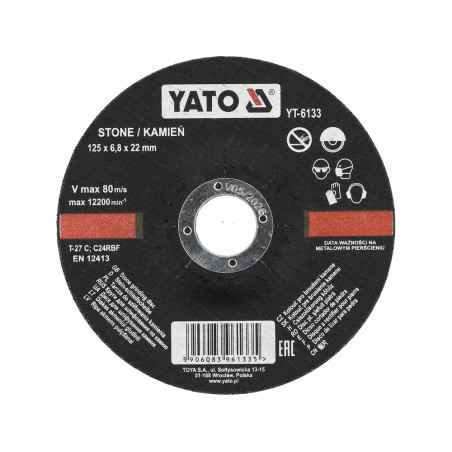 YATO Disc pentru slefuit piatra, 125x6.8x22 mm