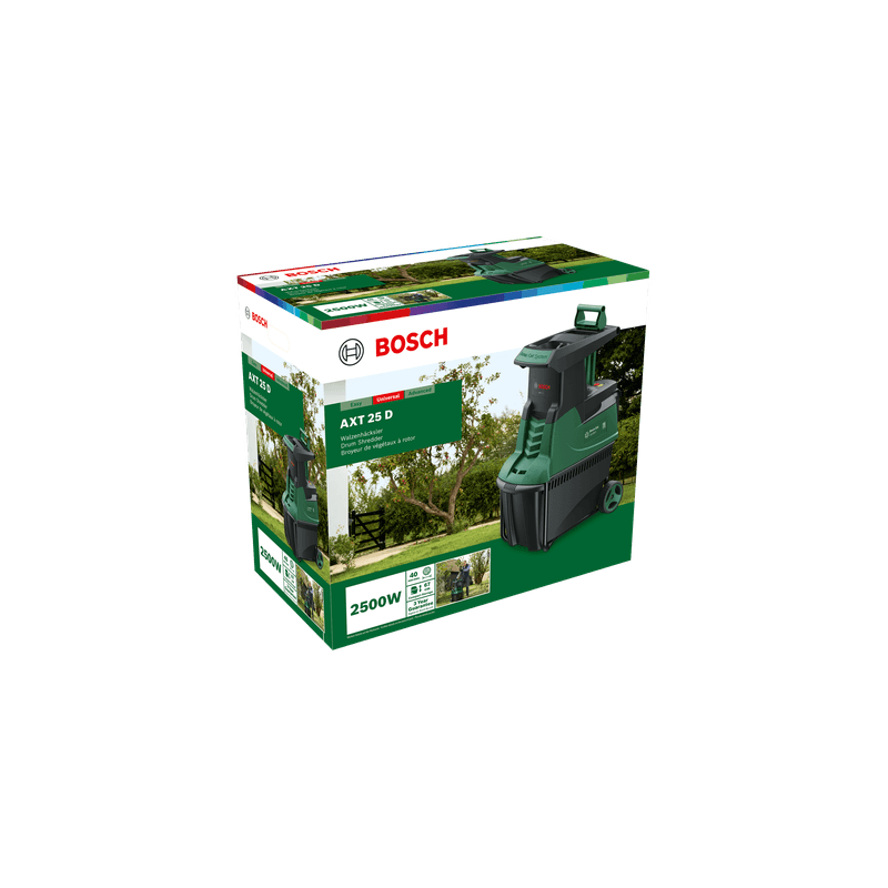 BOSCH AXT 25 D Tocator crengi si resturi vegetale 2500 W, 40 mm,  53 l
