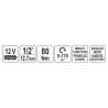 YATO Antrenor compatibil cu acumulator Li-Ion 18V,prindere 1/2'', 80Nm