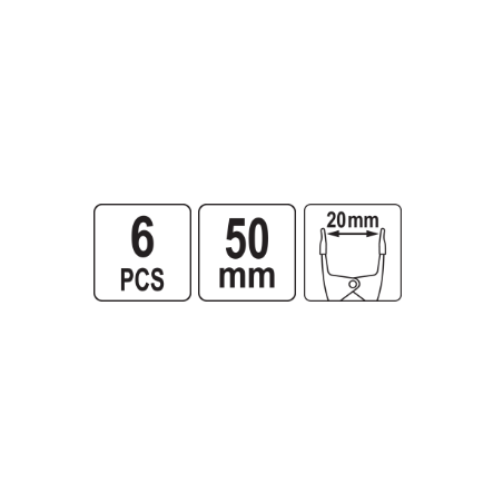 VOREL Set 6 cleme arc, lungime 50 mm
