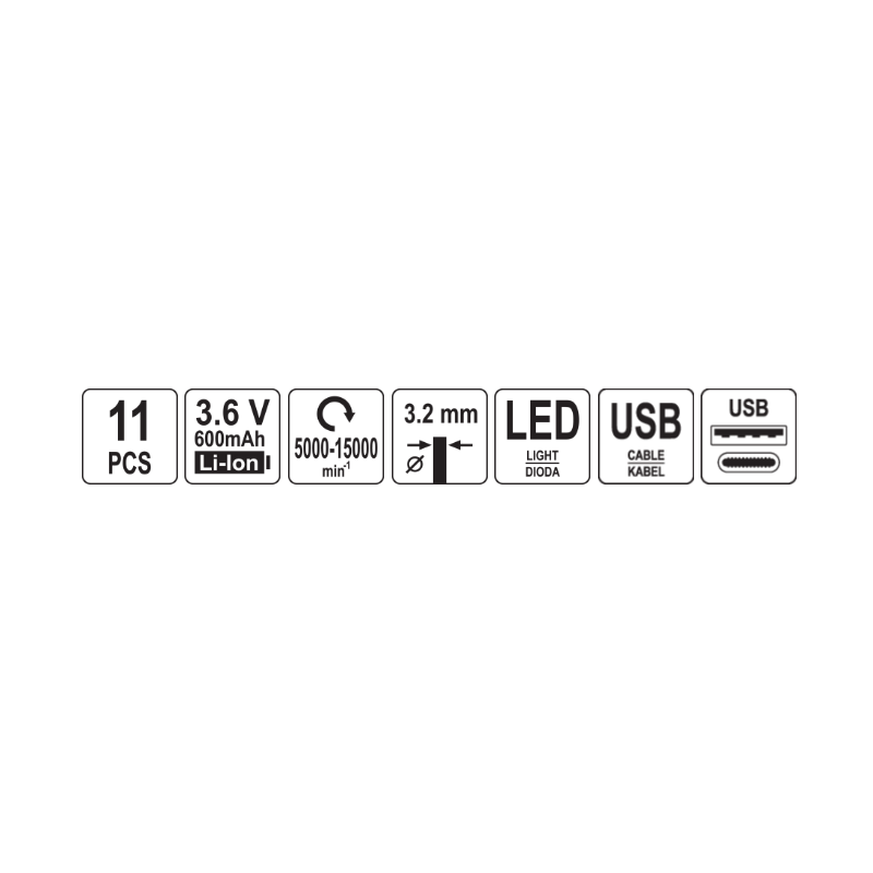 STHOR Mini freza cu acumulator Li-Ion 3.6 V 600mAh cu accesorii