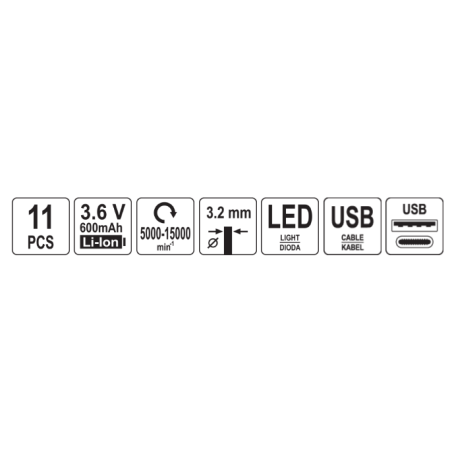 STHOR Mini freza cu acumulator Li-Ion 3.6 V 600mAh cu accesorii
