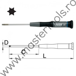 UNIOR UNIOR Surubelnita cu profil TORX pentru electronisti, TX6