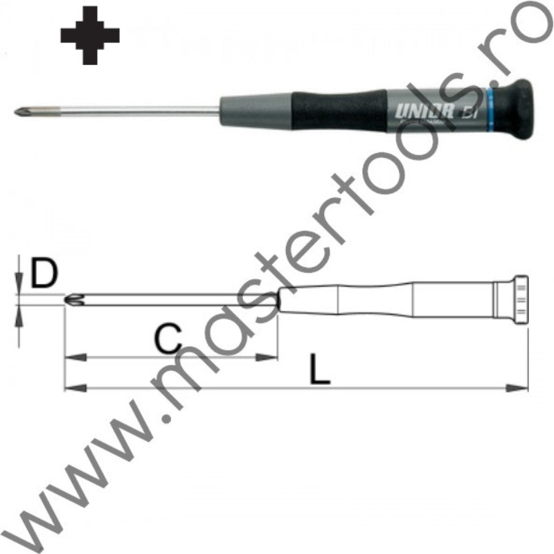 UNIOR Surubelnita cu profil Pozidrive pentru electronisti, PZ0