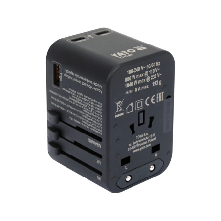 YATO Adaptor de calatorie UNIV.USB-C 65W