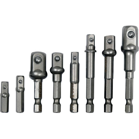 YATO Set 8 adaptoare cu prindere hexagonala 1/4'', 3/8'', 1/2''