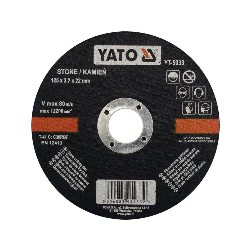 YATO Disc pentru taiat piatra 125 x 3.2 x 22 mm