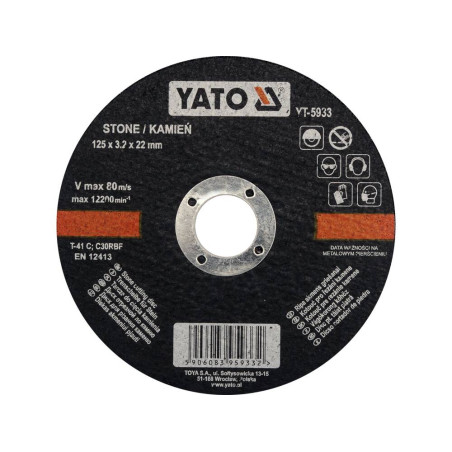 YATO Disc pentru taiat piatra 125 x 3.2 x 22 mm