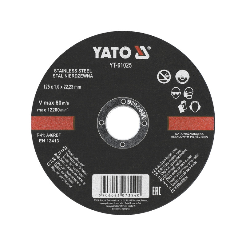 YATO Disc de taiat pentru metal si inox 125 x 22.2 x 1 mm