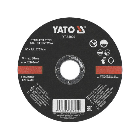 YATO Disc de taiat pentru metal si inox 125 x 22.2 x 1 mm