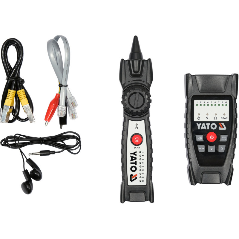 YATO Localizator si tester pentru verificarea cablurilor de retea RJ11 RJ45, rezistent la interferente