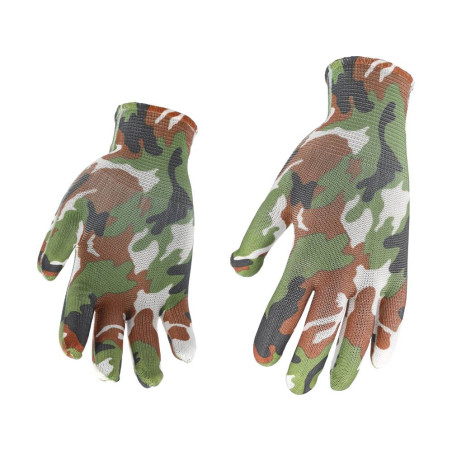 FLO Manusi de gradinarit gri cu model de camuflaj, marimea 8