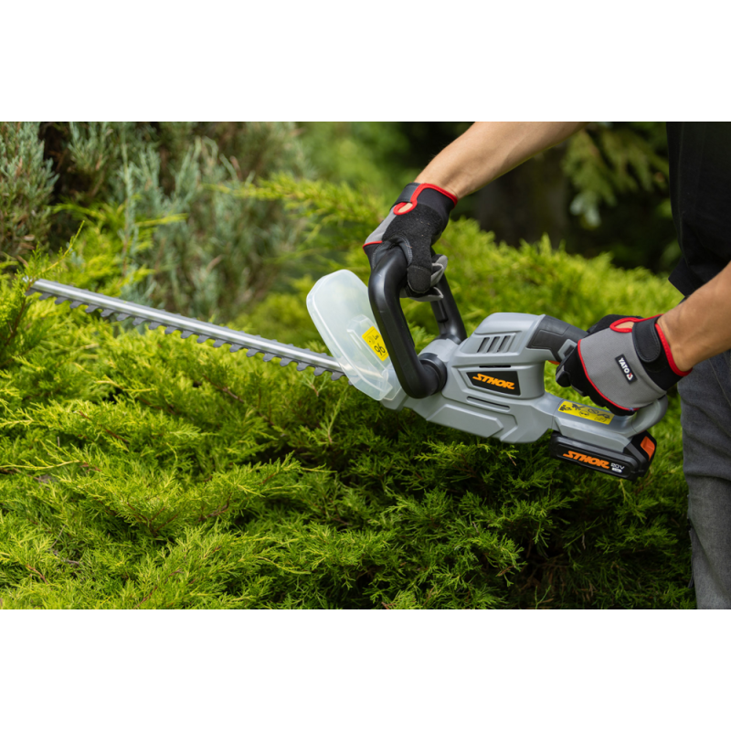 STHOR Foarfeca gard viu cu acumulator Li-Ion 20V, 2Ah, lungime lama 45 cm