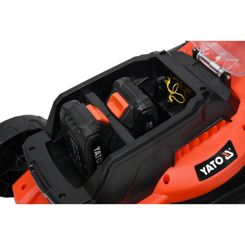 YATO Masina de tuns iarba cu 2 Li-Ion 18 V, 2.0 Ah, 34 cm, volum 35 l