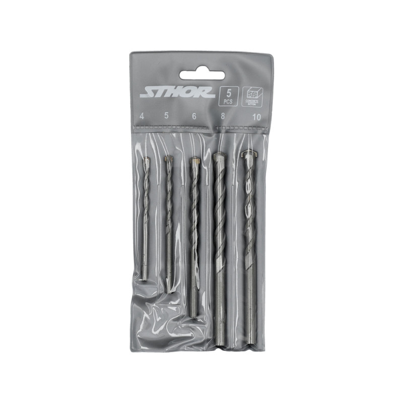 STHOR Set 5 burghie pentru beton 4, 5, 6, 8 mm, prindere cilindrica