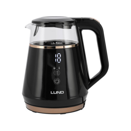 LUND Fierbator electric 1 l, negru, controlul temperaturii, 1100 W