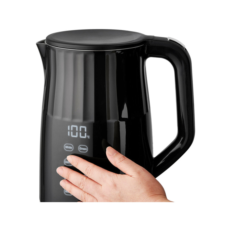 LUND Fierbator electric 2200 W, capacitate 1.7 l, negru, controlul temperaturii
