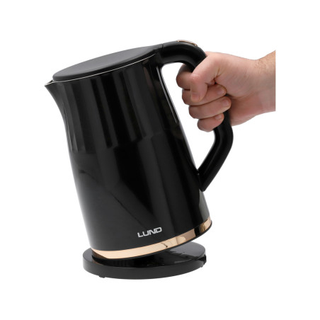 LUND Fierbator electric 2200 W, capacitate 1.7 l, negru, controlul temperaturii