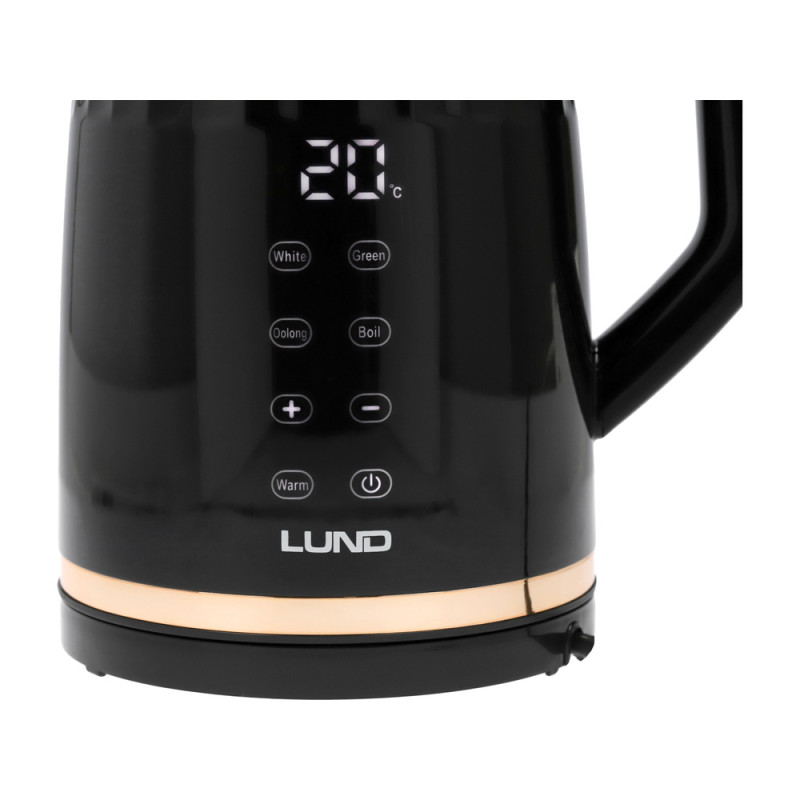 LUND Fierbator electric 2200 W, capacitate 1.7 l, negru, controlul temperaturii