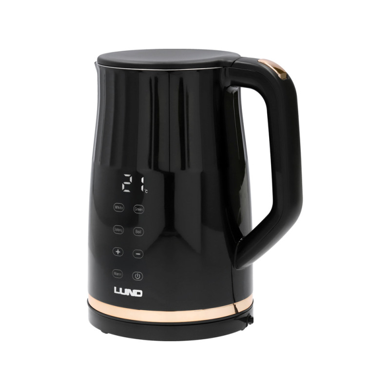 LUND Fierbator electric 2200 W, capacitate 1.7 l, negru, controlul temperaturii
