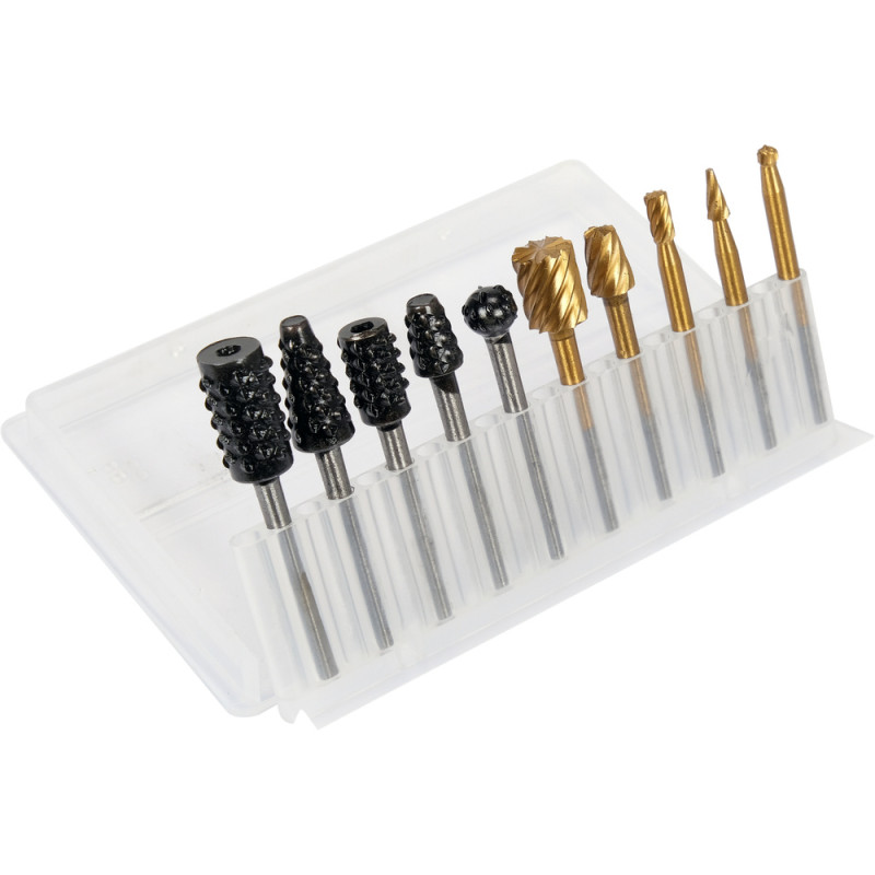 YATO Set 10 freze pentru lemn/metal/plastic, diametru tija 3.2 mm