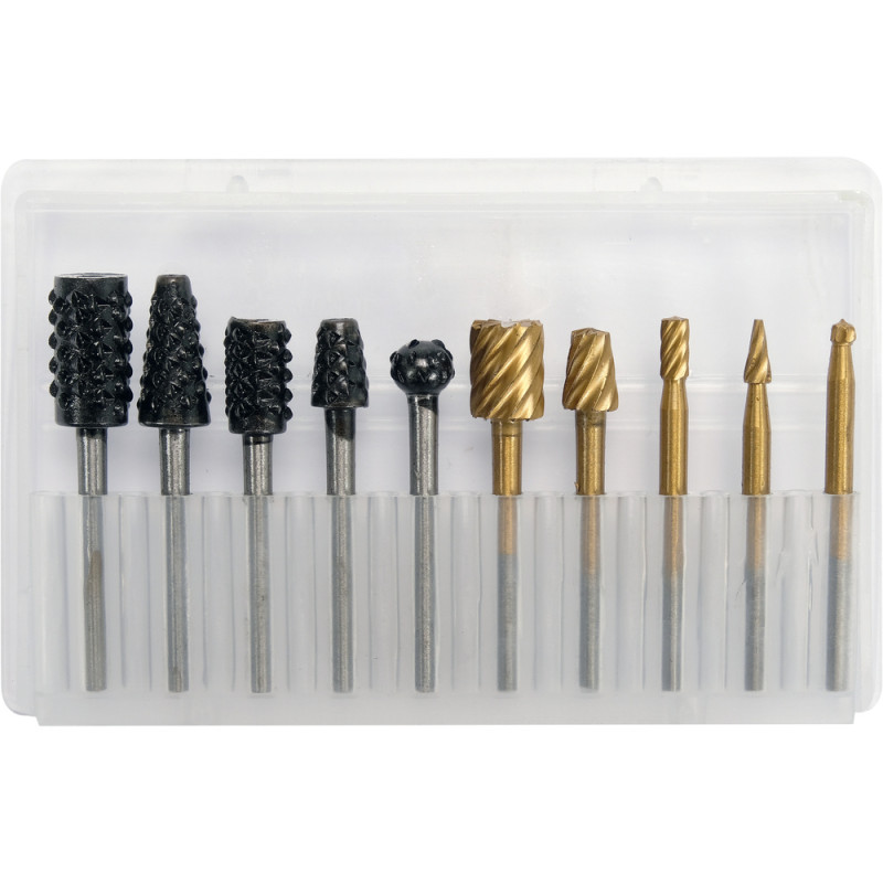 YATO Set 10 freze pentru lemn/metal/plastic, diametru tija 3.2 mm