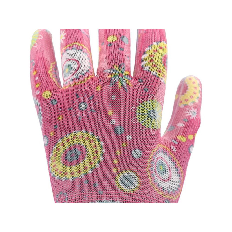 FLO Manusi de gradina, roz cu flori, marimea 8