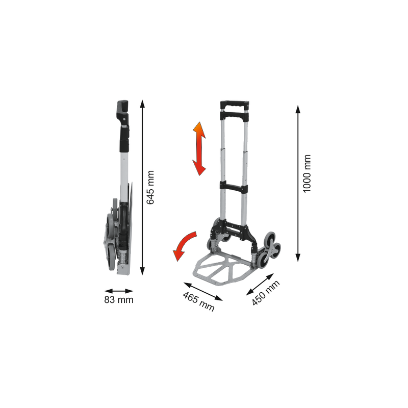 VOREL Carucior pliabil aluminiu, capacitate maxima 70 kg, 100 x 45 x 46.5 cm