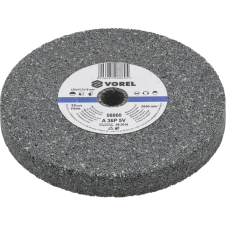 08860 VOREL Disc abraziv polizor banc,125x12.7x17 mm,granulatie mare