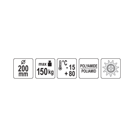 VOREL Roata pivotanta, cauciuc gri, diametru 200 mm