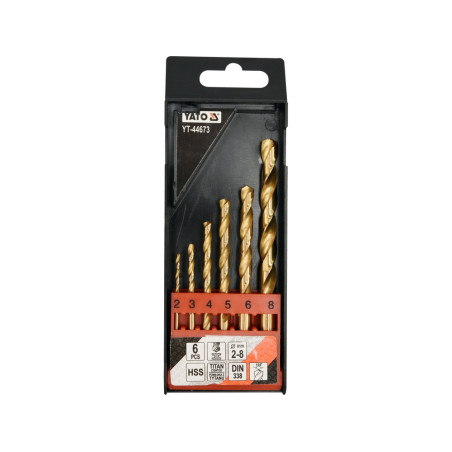 YATO Set 6 burghie metal HSS-TIN, diametru 2-8 mm, prindere cilindrica