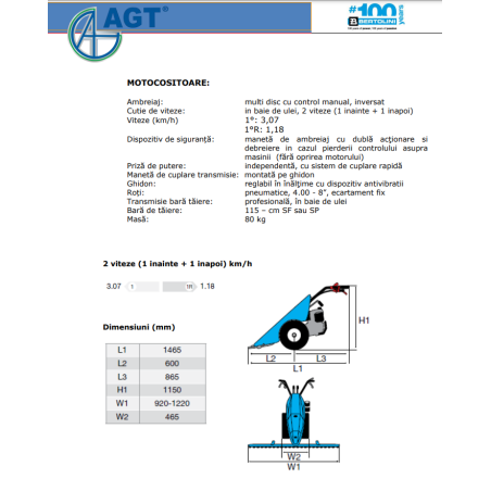 PFB55GX160115SF BERTOLINI Motocositoare B55 motor Honda GX160 5.5 CP, bara 115 cm paioase SF
