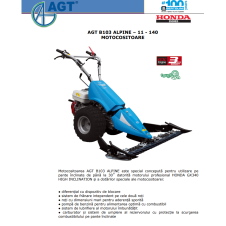 PFAS103GX3427SP BERTOLINI Motocositoare B103 ALPINE motor Honda GX340 11 CP, bara 127 cm iarba SP