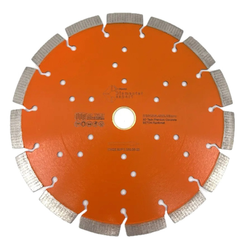 Disc DiamantatExpert 3DTECH pt. Beton puternic armat si materiale foarte dure 230mm ULTRA Premium