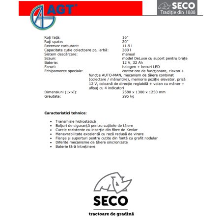 S536027052990 SECO STARJET EXCLUSIVE 122 26H Tractorgazon, B&S 26 CP