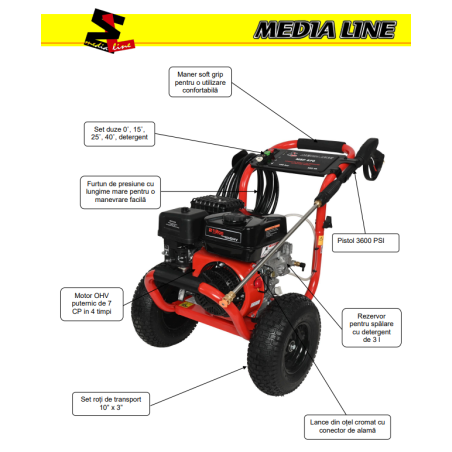 MSP270 MEDIALINE Aparat de spalat cu presiune,motor termic 4 timpi 7CP