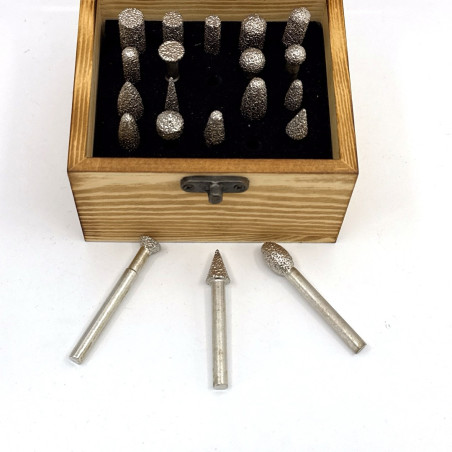 Set de 20 freze diamantate pt. Piatra cu coada 6x45(mm)