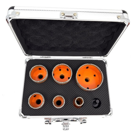 Set carote diamantate pt. gresie portelanata & piatra - diam. 20, 28, 35, 43, 50, 68 mm - 3DTECH - Super PREMIUM